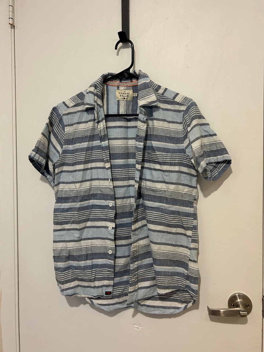 The Normal Brand blue striped button up shirt